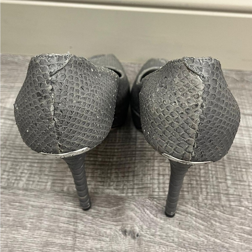 Dior Miss Dior Grey Snakeskin Peeptoe Heels - Picture 7 of 9